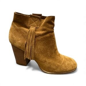 Crown Vintage Suede Ankle Boots Women’s Size 10M Brown Tassel Pull-On